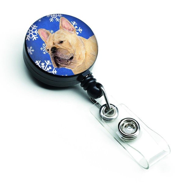 Carolines Treasures French Bulldog Winter Snowflakes Holiday Retractable Badge Reel SS4623BR